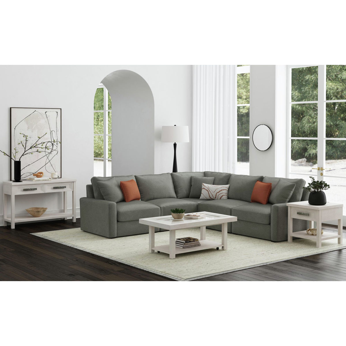 Avalanche 3Pc Occasional Table Set In Antique White-Coffee Table, End Table & Sofa Table