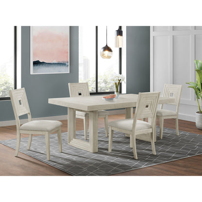 Avalanche Rectangular Dining Table with 18in Leaf in Antique White