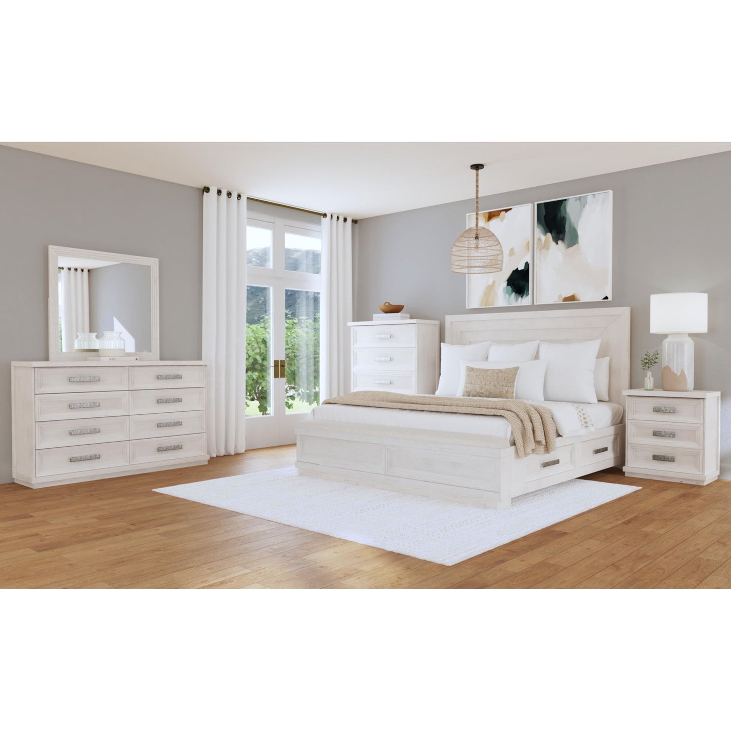 Avalanche King Storage 5PC Bedroom Set in Antique White