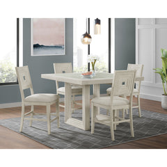 Avalanche 5PC Square Counter Height Dining Set in Antique White-Table and Four Chairs