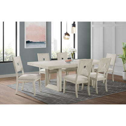 Avalanche 7PC Standard Height Dining Set in Antique White-Table and Six Chairs