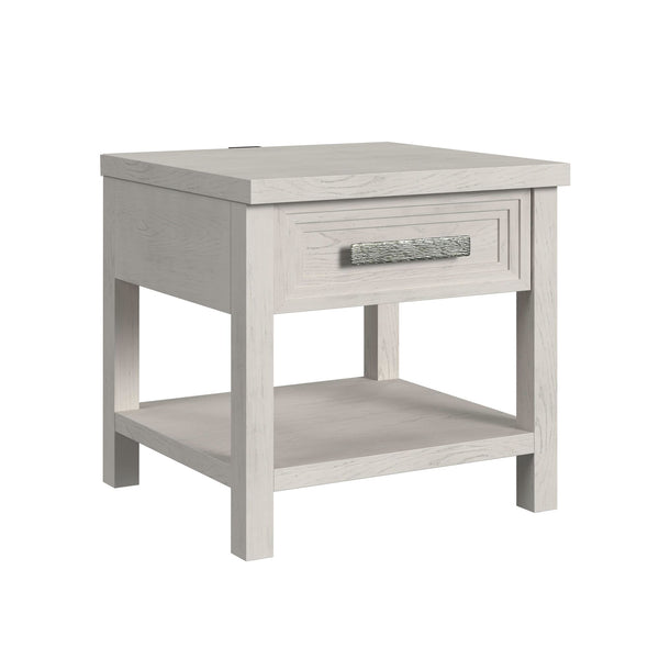 Avalanche End Table with USB in Antique White