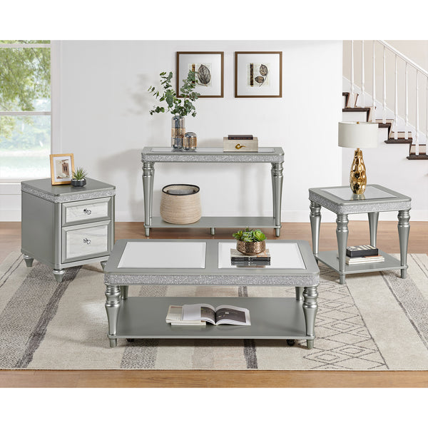 Avril 3PC Occasional Table Set in Silver-Coffee Table, End Table & Sofa Table