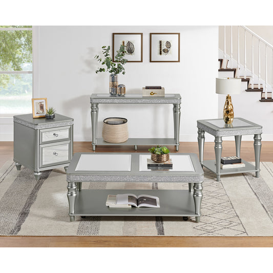 Avril Chairside Table with Power/USB in Silver