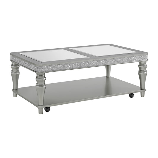 Avril Coffee Table with Casters in Silver