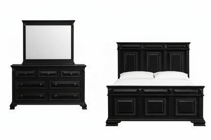 Bridgestone Queen Cama con Espejado Cómoda 3PC Juego de recámara