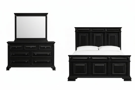 Bridgestone Queen Bed with Mirrored Dresser 3PC Bedroom Set