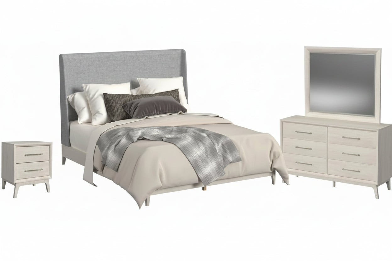 Westland 4PC Bedroom Set with Grey Fabric in Almond