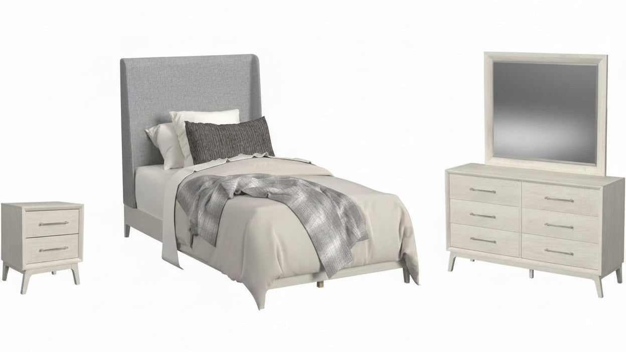 Westland 4PC Bedroom Set with Grey Fabric in Almond