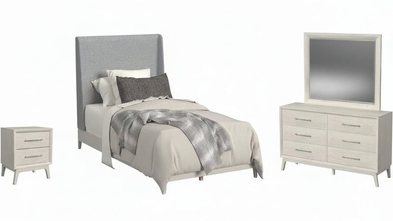 Westland 4PC Bedroom Set with Grey Fabric in Almond