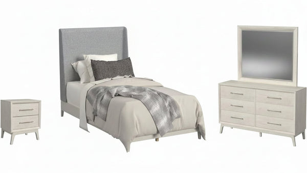 Westland 4PC Bedroom Set with Grey Fabric in Almond