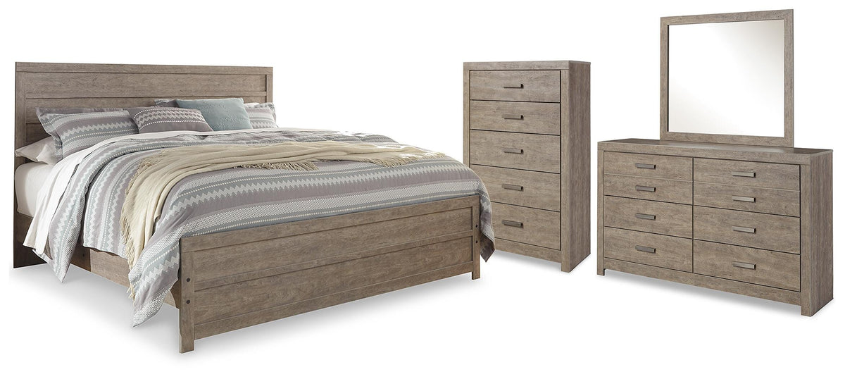 Culverbach King Panel Bed with Mirrored Dresser and Chest