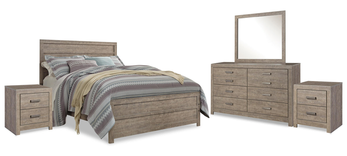 Culverbach Queen Bed with Mirrored Dresser and 2 Nightstand