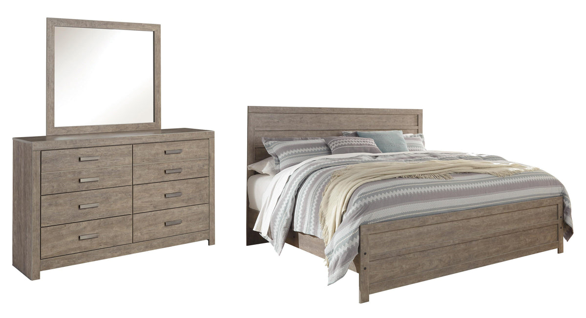 Culverbach King Panel Bed with Mirrored Dresser