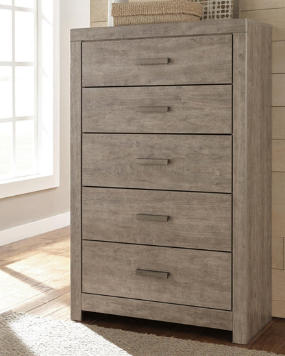 Culverbach Queen Panel Bed with Dresser and Mirror, Chest and 2 Nightstands