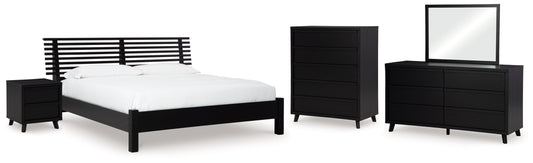 Danziar Queen Slat Panel Bed, Dresser, Mirror, Chest and Nightstand