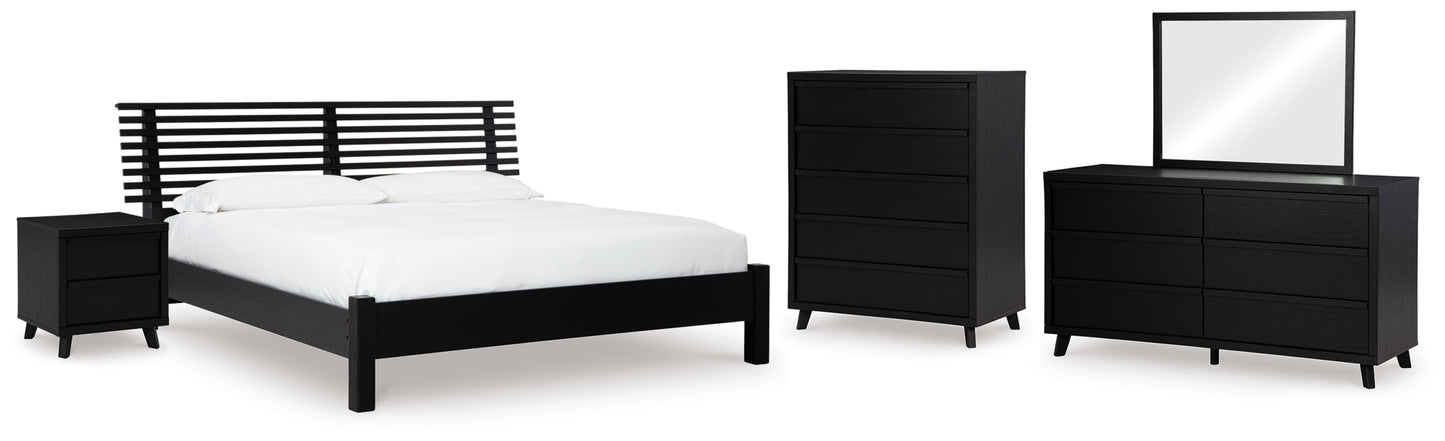 Danziar King Slat Panel Bed, Dresser, Mirror, Chest and Nightstand