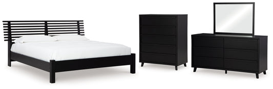 Danziar King Slat Panel Bed, Dresser, Mirror and Chest