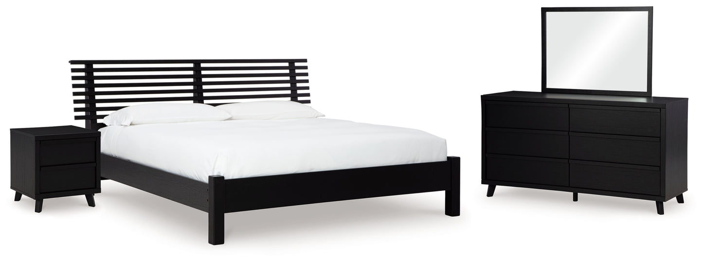 Danziar King Slat Panel Bed, Dresser, Mirror and Nightstand