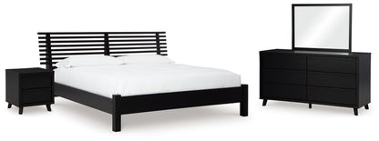 Danziar King Slat Panel Bed, Dresser, Mirror and Nightstand