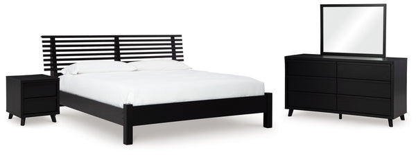 Danziar King Slat Panel Bed, Dresser, Mirror and Nightstand