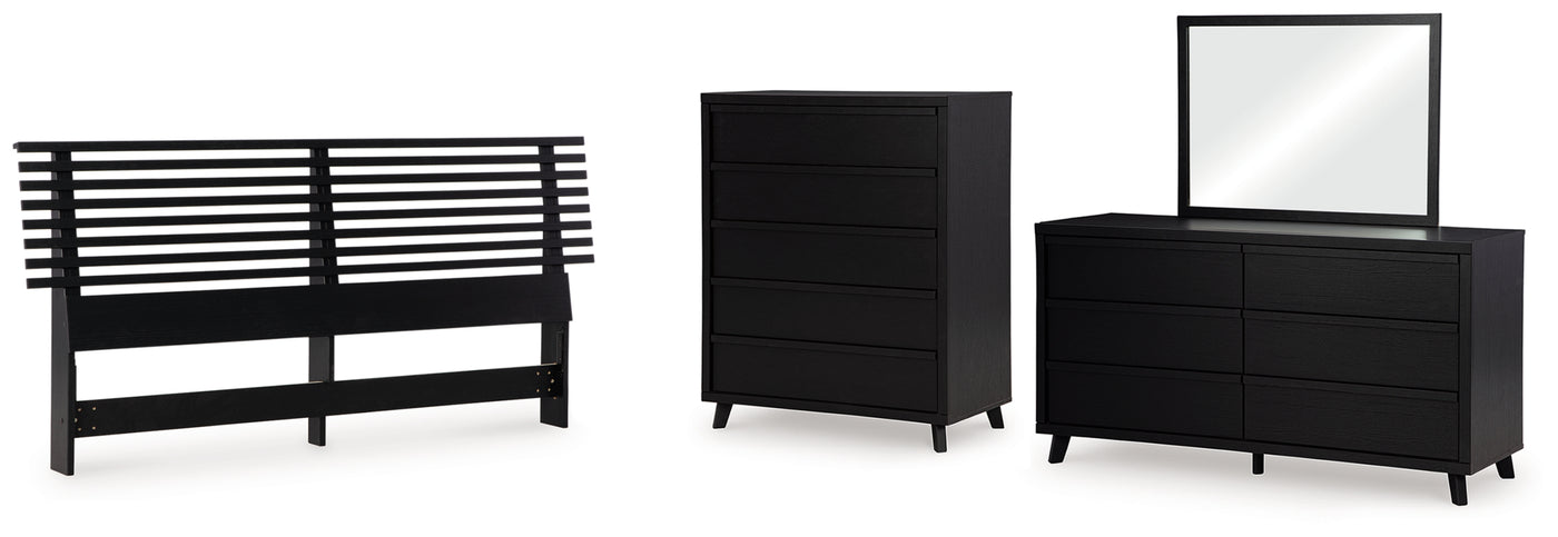 Danziar King Slat Headboard, Dresser, Mirror and Chest