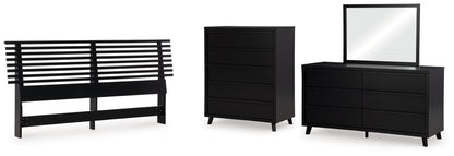 Danziar King Slat Headboard, Dresser, Mirror and Chest
