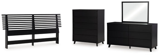 Danziar King Slat Headboard, Dresser, Mirror and Chest