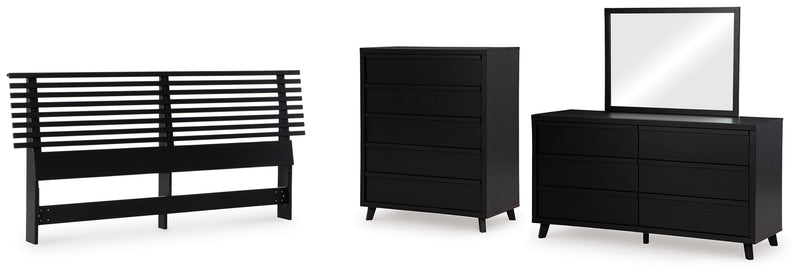 Danziar King Slat Headboard, Dresser, Mirror and Chest