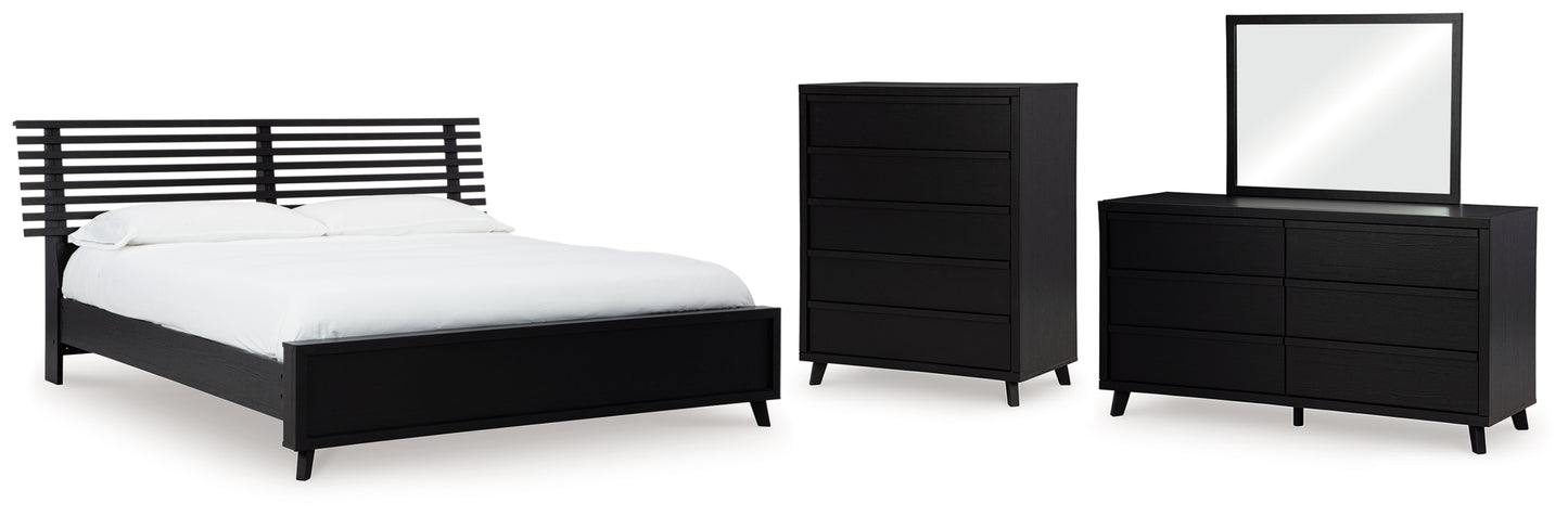 Danziar Queen Slat Panel Bed, Dresser, Mirror and Chest