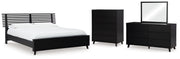 Danziar Queen Slat Panel Bed, Dresser, Mirror and Chest