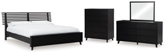 Danziar Queen Slat Panel Bed, Dresser, Mirror and Chest