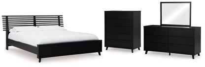 Danziar Queen Slat Panel Bed, Dresser, Mirror and Chest