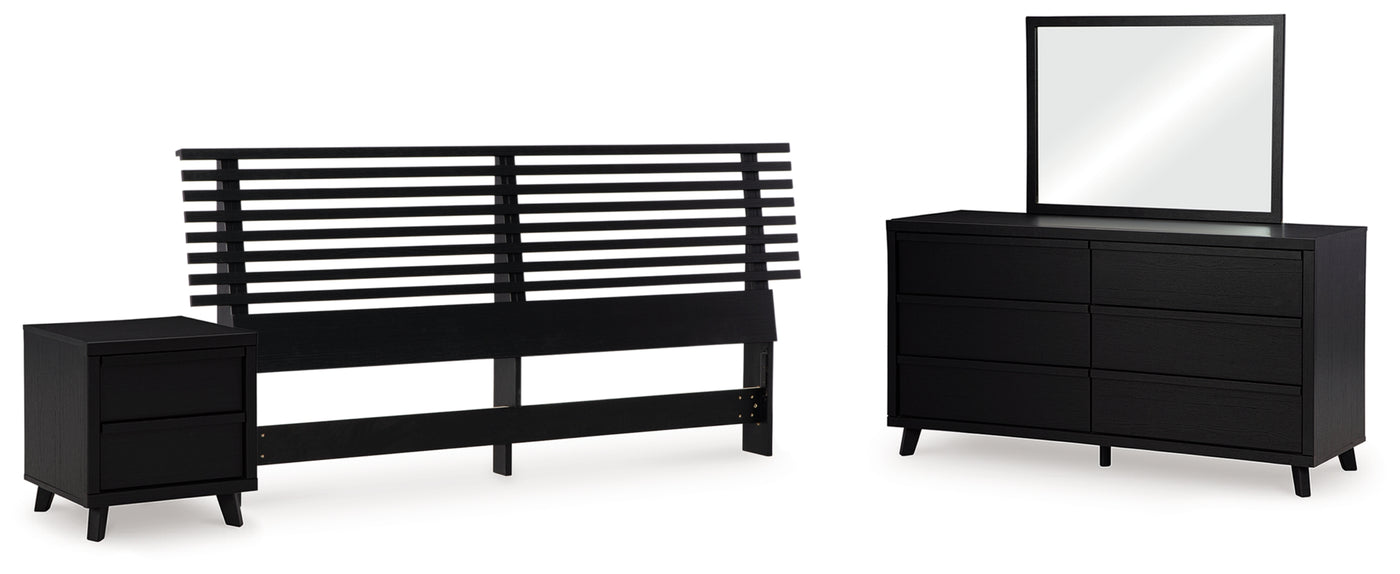 Danziar King Slat Headboard, Dresser, Mirror and Nightstand