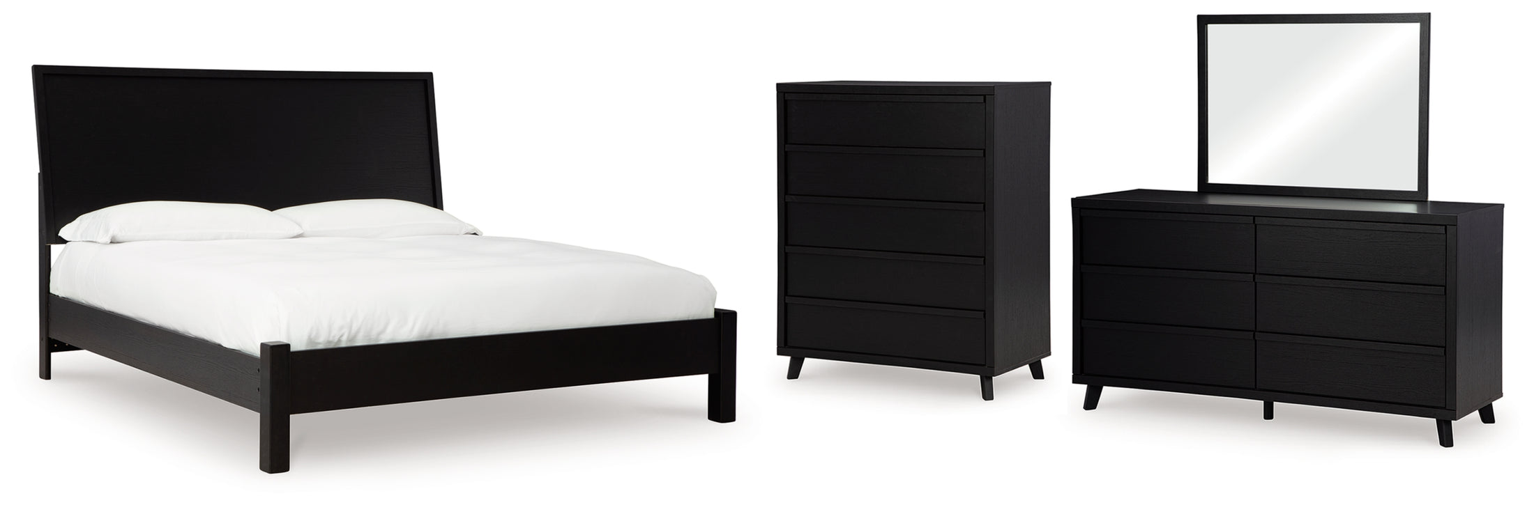 Danziar Queen Panel Bed, Dresser, Mirror and Chest