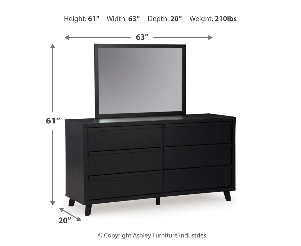 Danziar Queen Slat Headboard, Dresser, Mirror, Chest and Nightstand