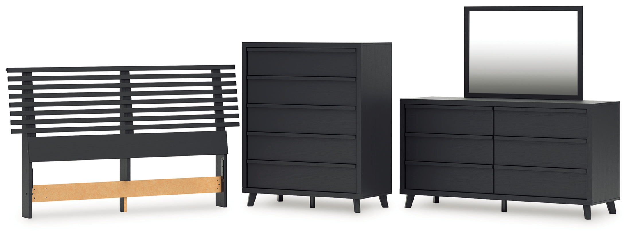 Danziar Queen Slat Headboard, Dresser, Mirror and Chest