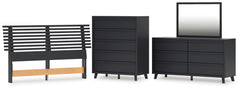 Danziar Queen Slat Headboard, Dresser, Mirror and Chest