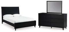 Danziar Queen Panel Bed with Mirrored Dresser