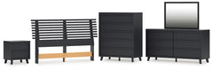 Danziar Queen Slat Headboard, Dresser, Mirror, Chest and Nightstand
