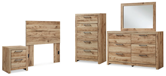 Hyanna Twin Panel Headboard, Dresser, Mirror, Chest and Nightstand