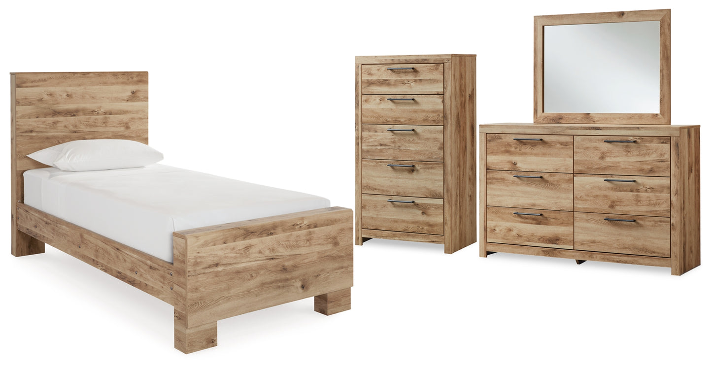 Hyanna Twin Panel Bed, Dresser, Mirror and Chest