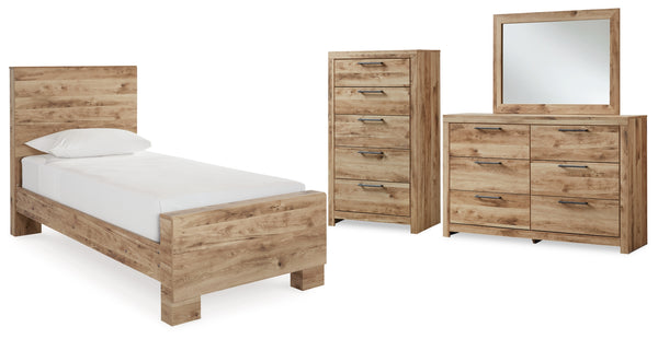 Hyanna Twin Panel Bed, Dresser, Mirror and Chest