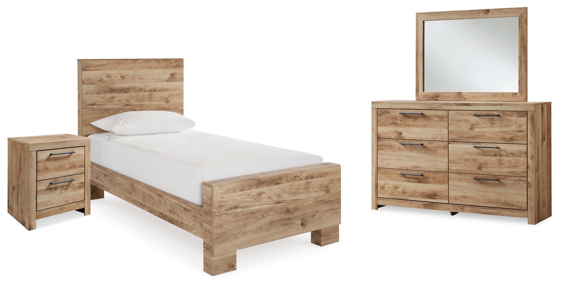 Hyanna Twin Panel Bed, Dresser, Mirror and Nightstand