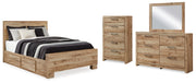 Hyanna Queen Panel Bed with 2 Side Storage, Dresser, Mirror and Chest