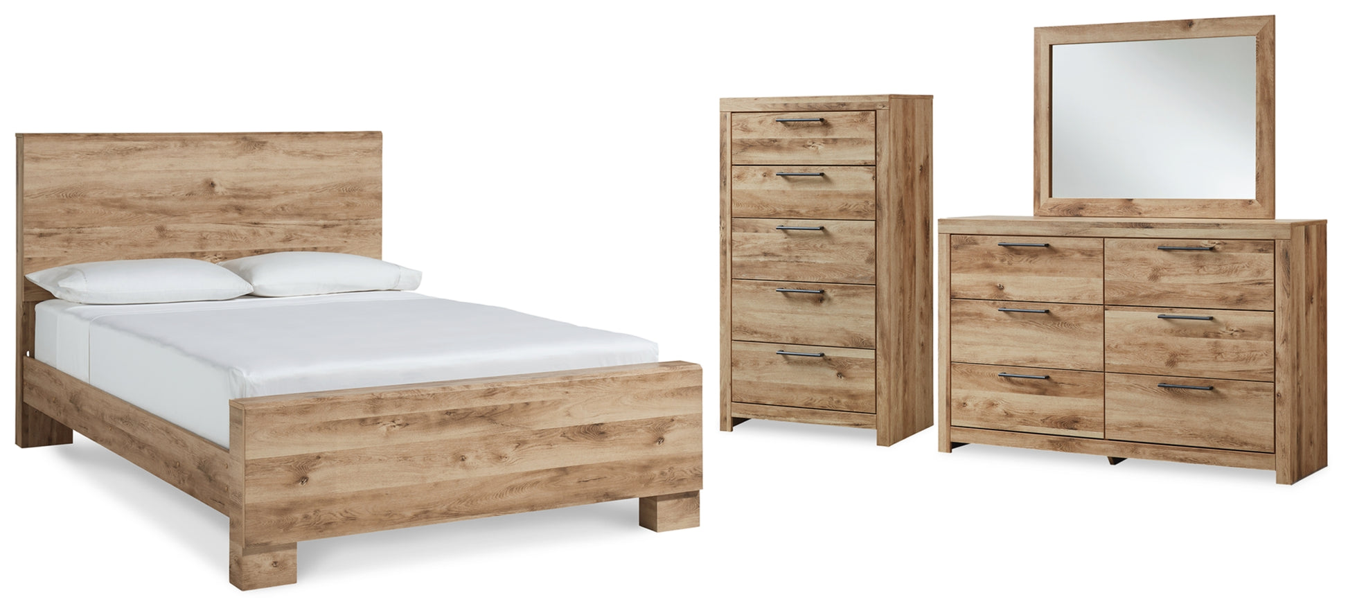Hyanna Queen Panel Bed, Dresser, Mirror and Chest