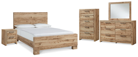 Hyanna King Panel Bed, Dresser, Mirror, Chest and Nightstand