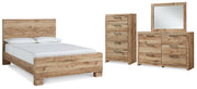 Hyanna King Panel Bed, Dresser, Mirror and Chest