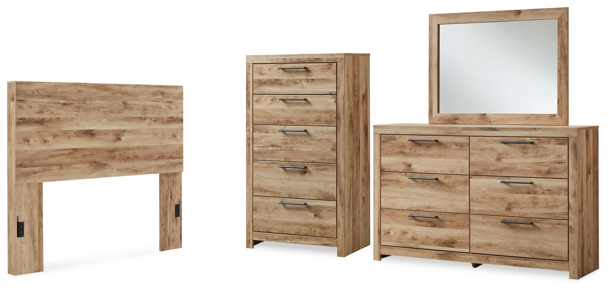 Hyanna Full Panel Headboard, Dresser, Mirror and Chest