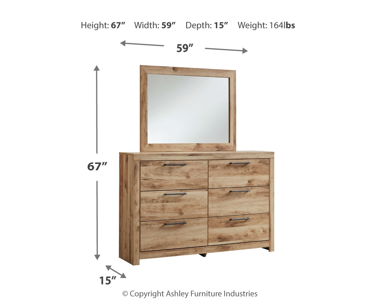 Hyanna Queen Panel Storage Bed with 1 Under Bed Storage Drawer, Dresser and Mirror